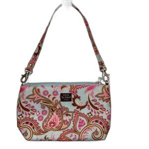 EMILIE SLOAN Seattle Paisley Pink Blue Spring Wristlet Bag Pouch 8.5 x 5 inches